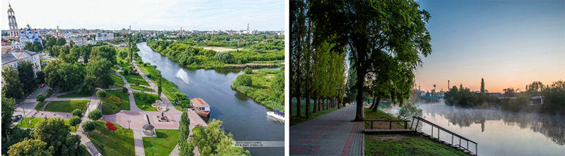 Прекрасным местом для прогулок является набережная канала реки Цны, представляющая собой двухуровневый променад с аллеями, парками и памятниками. Верхний уровень проходит вдоль известных исторических зданий: Казанского собора, Спасо-Преображенского кафедрального собора, дома фабриканта Асеева. Нижний уровень – вдоль канала реки Цны, что позволяет любоваться пригородной лесной зоной.